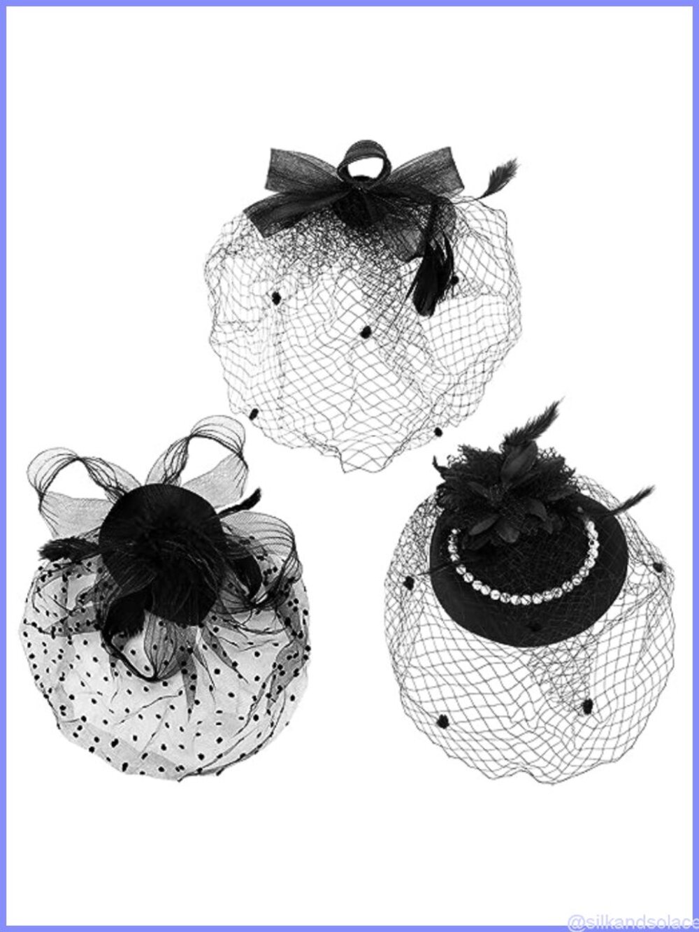 Geyoga Fascinator Hat Set Mesh Veil Headpiece for Tea Party, Funeral, Derby,